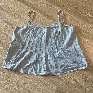 Gap Tank Top Womens XL Blue Chambray Sleeveless Cropped Cotton NWT
